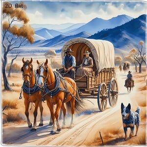 🌵 Western Pioneer Wagon Print  Bandana/Scarf